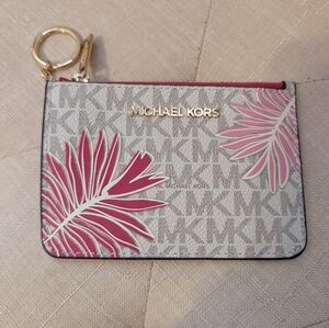 Michael Kors Pink and White Logo Wristlet